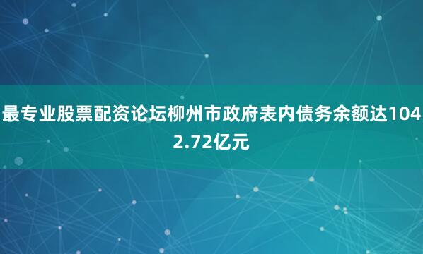 最专业股票配资论坛柳州市政府表内债务余额达1042.72亿元